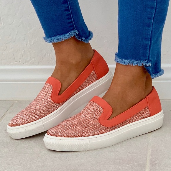 Urban Outfitters Shoes - NIB Coral Woven Textile Slip On Sneakers